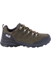 Hikingschuh Jack Wolfskin "REFUGIO TEXAPORE LOW M", Herren, Gr. UK 11,5 - EU 46, Normalschaft, braun (khaki, phantom), Obermaterial: Leder. Obermaterial 2: Textilmaterial. Futter: Polyester, Schuhe Hikingschuh