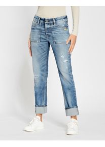 Boyfriend-Jeans Gang "94NICA WORKER", Damen, Gr. 34, N-Gr, blau (destroy denim), Denim/Jeans, Obermaterial: 90% Baumwolle, 8% Polyester, 2% Elasthan, regular fit kn&ouml;chelfrei, Jeans Boyfriend-Jeans, cooler, androgyner Look, Topseller