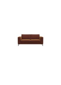 2-Sitzer FLEXLUX "Fiore, super Sitzkomfort durch Kaltschaum im Sitz", braun (cognac), B:149cm H:85cm T:92cm, 100% Polyester, Sofas, 2-Sitzer, schmale Armlehnen, F&uuml;&szlig;e Alu+schwarz