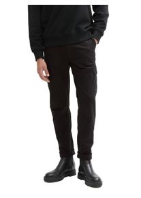 Cargohose Tom Tailor Denim, Herren, Gr. M, N-Gr, schwarz, Web, Obermaterial: 98% Baumwolle, 2% Elasthan, unifarben, regular fit kn&ouml;chellang, Hosen Cargohose, mit Taschen