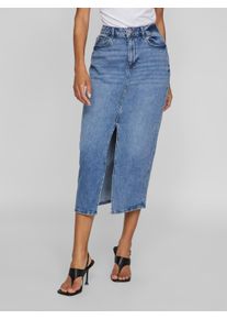Jeansrock Vila "VIJAF HW MIDI DENIM SKIRT-NOOS", Damen, Gr. 34, blau (medium blau denim detail:wash mbd, 011), Denim/Jeans, Obermaterial: 99% Baumwolle, 1% Elasthan, wadenlang, R&ouml;cke Jeansrock