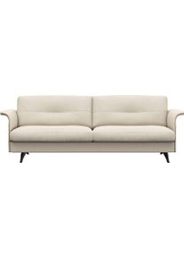 3-Sitzer FLEXLUX "Glow Designsofa, bequem und komfortabel durch hochwertigen Sitzaufbau", wei&szlig; (warm wei&szlig;), B:224cm H:81cm T:91cm, 100% Echteder, Sofas, 3-Sitzer, Skandinavisches Design, In hochwertiger Verarbeitung
