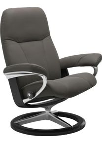 Relaxsessel STRESSLESS "Consul", grau (metal grau paloma), B:82cm H:102cm T:72cm, Leder BATICK: BATICK ist ein leicht korrigiertes, durchgef&auml;rbtes und genarbtes M&ouml;belleder, bei dem die meisten Unebenheiten und Spuren in der Regel entfernt wurden.;Leder PALOMA: PALOMA ist ein durchgef&auml;rbtes Semianilin-M&ouml;belleder mit nat&uuml;rlicher Narbung.;ROHLEDER Stoff Q2 FARON: Ein fester zuverl&auml;ssiger Boucl&eacute; mit e