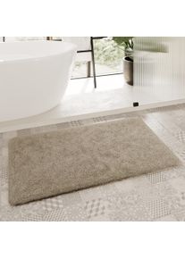 Badematte HOMIE LIVING "Porto Azzurro", beige (hell taupe), H:30mm, Polyester, Badematten, Badematte, Badteppich, uni, rechteckig & rund, waschbar, Badezimmerteppich