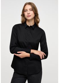 Hemdbluse Eterna "FITTED", Damen, Gr. 46, schwarz, 4% Elasthan, 26% Polyamid, 70% Lyocell, schmal, Blusen Hemdbluse, EASY IRON (b&uuml;gelleicht)