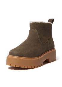 Chelseaboots Timberland "STONE STREETMID WARM LINED BOOT", Damen, Gr. 38, Synthetik, braun (schwarz braun full grain), Leder, Schuhe Chelseaboots, Winterstiefel, Winterschuhe, Stiefelette, gef&uuml;ttert