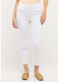 Mom-Jeans Angels "DARLEEN CROP TU", Damen, Gr. 42, N-Gr, wei&szlig;, Denim/Jeans, Obermaterial: 67% Baumwolle, 31% Polyester, 2% Elasthan, unifarben, straight fit 7/8-L&auml;nge, Jeans Mom-Jeans, im Five-Pocket Style