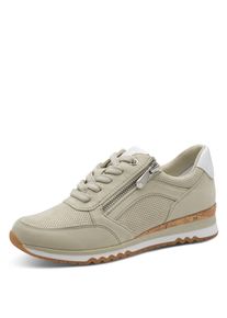Keilsneaker Marco Tozzi, Damen, Gr. 36, taupe kombiniert, Lederimitat, Textil, Veloursleder, Schuhe Keilsneaker, Freizeitschuh, Halbschuh, Schn&uuml;rschuh in veganer Verarbeitung