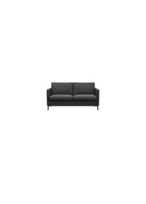 2-Sitzer FLEXLUX "Fiore, super Sitzkomfort durch Kaltschaum im Sitz", schwarz (deep schwarz), B:149cm H:85cm T:92cm, 100% Echteder, Sofas, 2-Sitzer, schmale Armlehnen, F&uuml;&szlig;e Alu+schwarz