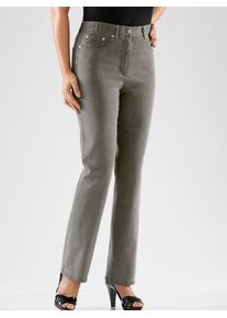 5-Pocket-Jeans Casual Looks, Damen, Gr. 42, Normalgr&ouml;&szlig;en, grau (grau, denim), 98% Baumwolle, 2% Elasthan, unifarben, lang, Jeans 5-Pocket-Jeans