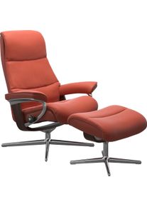 Relaxsessel stressless "View", braun (henna), B:78cm H:108cm T:78cm, Sessel, Relaxsessel, mit Hocker, mit Cross Base, Gr&ouml;&szlig;e S, M & L, Holzakzent Braun