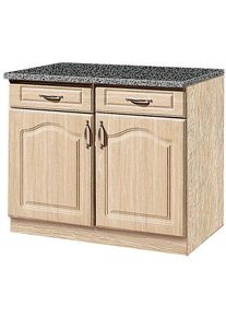 Wiho-K&uuml;chen Unterschrank WIHO K&Uuml;CHEN "Linz", braun (front: landhaus eiche, korpus: sonoma eiche, arbeitsplatte: granit grau), B:100cm H:85cm T:60cm, Schr&auml;nke, Unterschrank, 100 cm breit, in Landhaus-Optik