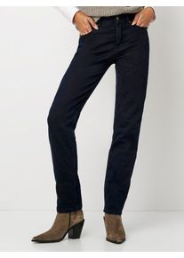 Slim-fit-Jeans Toni "Liv", Damen, Gr. 42, N-Gr, blau (dunkelblau), Denim/Jeans, Obermaterial: 72% Baumwolle, 24% Polyester, 4% Elasthan, unifarben, regular fit kn&ouml;chelfrei, Jeans Slim-fit-Jeans, im Five-Pocket Style