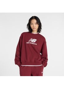 Sweatshirt New Balance "Sport Essentials French Terry Logo Crew", Damen, Gr. M, monarch burgundy (611), Obermaterial: 60% Baumwolle, 40% Polyester, Sweatshirts Sweatshirt, f&uuml;r Erwachsene