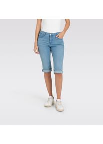 Caprijeans MAC "Dream-Sum", Damen, Gr. 46, N-Gr, blau (summer sky wash), Denim/Jeans, Obermaterial: 75% Baumwolle, 12% Modal, 9% Polyester, 4% Elasthan, figurbetont kniebedeckend, Jeans Caprijeans, Bequemer Sitz mit krempelbarem Saum