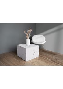 Beistelltisch Kayoom "Cuboid 125, modernes Design, robuste Konstruktion", wei&szlig;, B:55cm H:40cm T:55cm, MDF mit lackfreiem 3D-Papier, Tische, Beistelltisch, vielseitig einsetzbar, edle Oberfl&auml;che, robuste Konstruktion