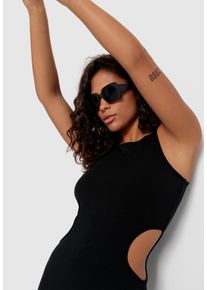 Midikleid LSCN BY LASCANA, Damen, Gr. 40, N-Gr, schwarz, Rippware, Obermaterial: 63% Polyester, 33% Viskose, 4% Elasthan, unifarben, figurbetont ca. Mitte Wade, Rundhals, Kleider Midikleid, aus Rippware