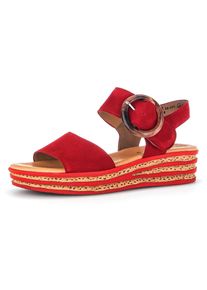 Keilsandalette Gabor, Damen, Gr. 40, rot, Ziegenveloursleder, Schuhe Keilsandalette, Plateau, Sommerschuh, Sandale mit trendigem Zierschnalle