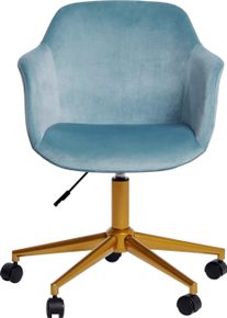 Schreibtischstuhl Jahnke "SHELL WORX", blau (hellblau, gold, goldfarben, hellblau), B:56,5cm H:87cm T:59cm, Polyester, St&uuml;hle, Schreibtischstuhl, B&uuml;ro-/ Schreibtischstuhl, h&ouml;henverstellbar, Samt, Gestell in Gold-Look