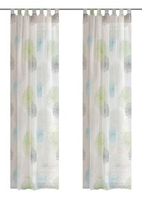 Vorhang Home Wohnideen "RAWLINS" Gr. 1, gr&uuml;n, B:140cm H:145cm, Voile, Polyester, Gardinen, Vorhang, 2er Pack Schlaufenschal RAWLINS bedruckt