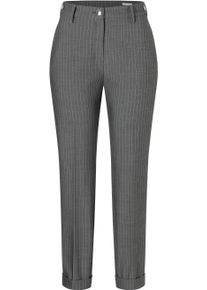 Chinohose MAC "CHINO turn up", Damen, Gr. 34, N-Gr, grau (anthrazit stripes), Web, Obermaterial: 66% Polyester, 28% Viskose, 6% Elasthan, gerade, unten schmal 7/8-L&auml;nge, Hosen Chinohose