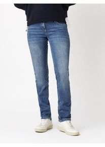 Skinny-fit-Jeans Toni, Damen, Gr. 48, N-Gr, blau (blau bleached), Denim/Jeans, Obermaterial: 93% Baumwolle, 5% Elastomultiester, 2% Elasthan, unifarben, skinny fit kn&ouml;chellang, Jeans Skinny-fit-Jeans, im Four-Pocket Style