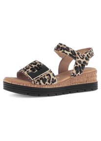 Keilsandalette Gabor "GENUA", Damen, Gr. 40, Textil, braun (leo), Ziegenveloursleder, Schuhe Keilsandalette, Riemchensandale, Komfortschuh, Schmuckelement, G-Weite