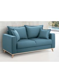 2-Sitzer Home Affaire "Edina", blau (petrol), B:162cm H:74cm T:84cm, Webstoff (100% Polyester);Baumwollmix (50% Baumwolle, 50% Polyester);Baumwollmix (50% Baumwolle, 50% Polyester), Sofas, 2-Sitzer, auch in Baumwollmix-Bezug, im skandinavischem Stol