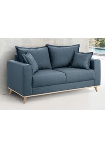 2-Sitzer Home Affaire "Edina", blau, B:162cm H:74cm T:84cm, Webstoff (100% Polyester);Baumwollmix (50% Baumwolle, 50% Polyester);Baumwollmix (50% Baumwolle, 50% Polyester), Sofas, 2-Sitzer, auch in Baumwollmix-Bezug, im skandinavischem Stol