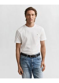 T-Shirt Gant "REG SHIELD SS T-SHIRT", Herren, Gr. S, wei&szlig;, Jersey, Obermaterial: 100% Baumwolle, unifarben, regular fit h&uuml;ftlang, Rundhals, abgesteppte Kante, Shirts T-Shirt, mit Logostickerei auf der Brust