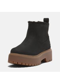 Chelseaboots Timberland "STONE STREETMID WARM LINED BOOT", Damen, Gr. 42, gef&uuml;ttert, schwarz (schwarz nubuck), Leder, Schuhe Chelseaboots, Winterstiefel, Winterschuhe, Stiefelette, gef&uuml;ttert