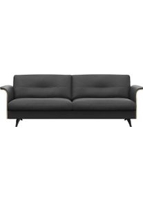 3-Sitzer FLEXLUX "Glow Designsofa, bequem und komfortabel durch hochwertigen Sitzaufbau", schwarz (deep schwarz), B:224cm H:81cm T:91cm, 100% Echteder, Sofas, 3-Sitzer, Skandinavisches Design, In hochwertiger Verarbeitung