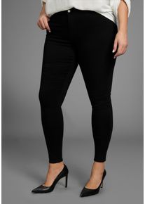 Skinny-fit-Jeans Only CARMAKOMA "CARTHUNDER PUSH UP REG SK JNS", Damen, Gr. 54, L&auml;nge 32, blau (schwarz denim), Denim/Jeans, Obermaterial: 53% Viskose, 29% Baumwolle, 17% Polyester, 1% Elasthan, unifarben, sehr figurbetont lang, Jeans Skinny-fit-Jeans