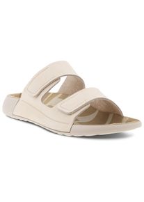 Pantolette Ecco "COZMO W", Damen, Gr. 38, beige, Nubukleder, Schuhe Pantolette, Sommerschuh, Schlappen mit zwei Klettverschlussriemen