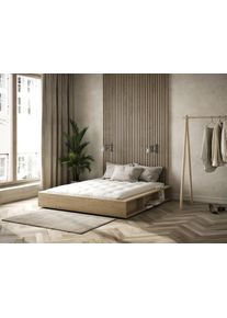 Futonbett Karup Design "Bettgestell Ziggy Bed &ndash; FSC Massivholz Futonbett, excl. Matratze", braun (clear lacquerot pine), B:188cm L:205cm, Betten, Futonbett, mit 6 offenen F&auml;chern, Ablagefl&auml;che und minimalistischer Eleganz