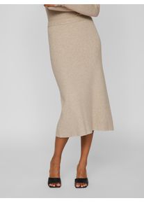 Strickrock Vila "VICOMFY A-LINE KNIT SKIRT- NOOS", Damen, Gr. M (38), beige (natural melange), Strick, Obermaterial: 51% Viskose, 27% Polyester, 22% Polyamid, unifarben, regular fit kniebedeckend, R&ouml;cke Strickrock