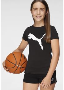 T-Shirt Puma "ACTIVE TEE G", M&auml;dchen, Gr. 164, schwarz (Puma schwarz), Jersey, Obermaterial: 100% Polyester, bedruckt, regular fit normal, Rundhals, Shirts T-Shirt, f&uuml;r Jugendliche, sportlicher Stil, mit Rundhals-Ausschnitt