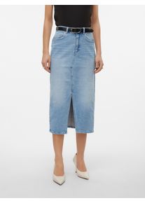 V&eacute;ro Moda Maxirock VERO MODA "VMVERI HR CALF DENIM SKIRT GA NOOS", Damen, Gr. L (40), blau (light blau denim), Denim/Jeans, Obermaterial: 99% Baumwolle, 1% Elasthan, unifarben, regular fit wadenlang, R&ouml;cke Maxirock