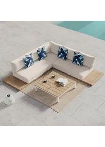 Loungegarnitur Jolly Creme Outdoorstoff/Holz