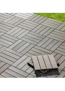 Terrassenfliese Willi Grau aus Kunststoff, 22-teilig