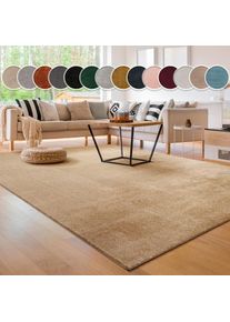 Paco Home, Teppich &raquo;Cadiz 630&laquo; rechteckig 14 mm H&ouml;he Uni-Farben, besonders weich, waschbar, auch als L&auml;ufer erh&auml;ltlich, dunkelbeige, Polyester, B : 80