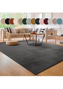 Paco Home, Teppich &raquo;Cadiz 630&laquo; rechteckig 14 mm H&ouml;he Uni-Farben, besonders weich, waschbar, auch als L&auml;ufer erh&auml;ltlich, anthrazit, Polyester, B : 200 