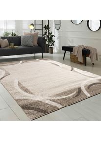 Paco Home, Teppich &raquo;Sinai 059&laquo; rechteckig 13 mm H&ouml;he Kurzflor, modernes Design, mit Bord&uuml;re, Kundenliebling, braun, Kunstfaser, B : 60 cm 1 Stk. - 13 