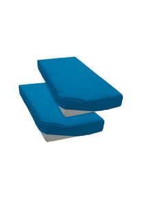 OTTO home, Spannbettlaken &raquo;PAPRIKA&laquo; Bettlaken, Laken, in zwei Qualit&auml;ten: Fleece & Jersey, pflegeleicht, mittelblau, Microfaser-Jersey, Obermaterial: 