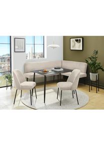 OTTO home, Eckbankgruppe &raquo;Melvin (Set, 4-tlg. Tisch, Bank und 2 St&uuml;hle), Taschenfederkern&laquo; Tisch (120x75cm) schwarz, Bank und St&uuml;hle anthrazit oder 