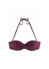 Lascana, Damen, B&uuml;gel-Bandeau-Bikini-Top &raquo;Italy&laquo; mit seitlichen St&auml;bchen, bordeaux, 44 - Cup D, Klassisches Design