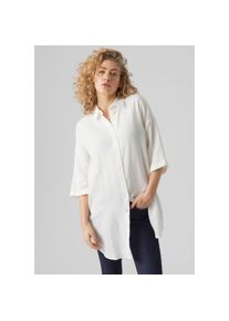 V&eacute;ro Moda Vero Moda, Damen, Hemdblusenkleid &raquo;VMNATALI 3/4 LONG OVERSHIRT NOOS&laquo; Sommerkleid, mit 3/4 &Auml;rmel, Snow White, XS - N-Gr, L&auml;ssiger Oversize-Schnitt: 