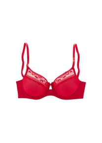 Vivance, T-Shirt-BH aus feinem Mesh-Material und Spitze in Leo-Optik, Dessous, rot, 75 - Cup C