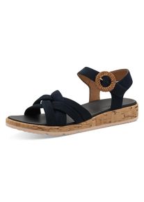 Tamaris, Damen, Sandalette , Plateau, Sommerschuh, Riemchensandale mit h&uuml;bscher Zierschnalle, navy, 38, Schicke Sandale mit Kreuzbandage