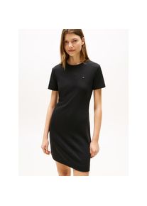 Tommy Hilfiger, Damen, Shirtkleid &raquo;NEW CODY STR SLIM SHORT DRS SS&laquo; mit allover Streifendessin, Logo-Flag, Black, M (38) - N-Gr, Shirtkleid aus 100% 